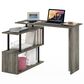 HOMLUX 3-Tier Shelves L-Shape Computer Desk in French Oak Grey and Black, , large