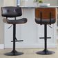 LumiSource Lombardi Adjustable Swivel Barstool with Espresso Faux Leather Upholstery in Black and Walnut (Set of 2), , large
