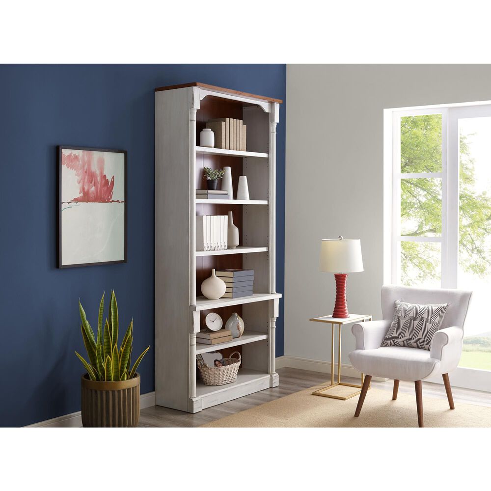 Wycliff Bay Durham 6-Shelf Bookcase in Weathered White and Cherry &#40;Set of 3&#41;, , large