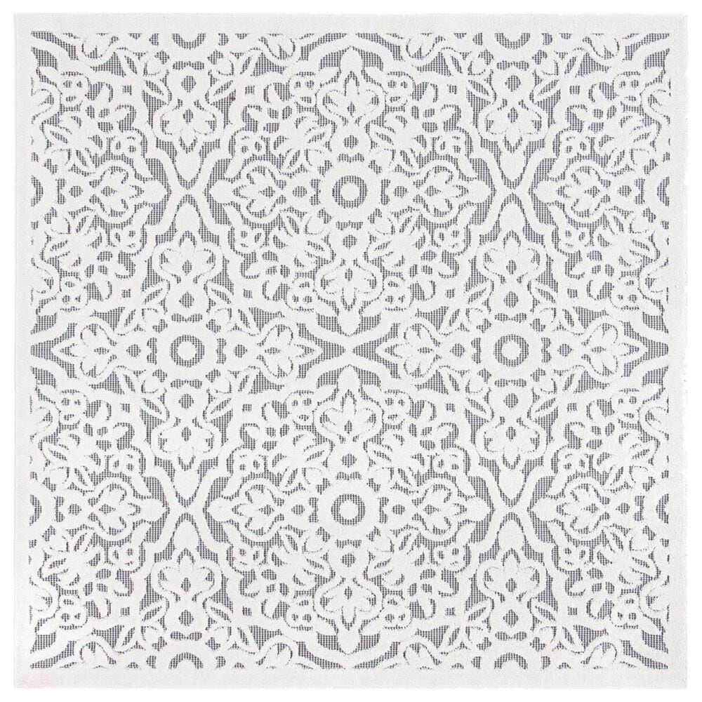 Safavieh Cabana CBN662A 6"7" Square Ivory and Grey Indoor/Outdoor Area Performance Rug, , large