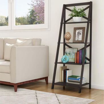 Timberlake Lavish Home 4-Shelf Ladder Bookcase in Black, , large