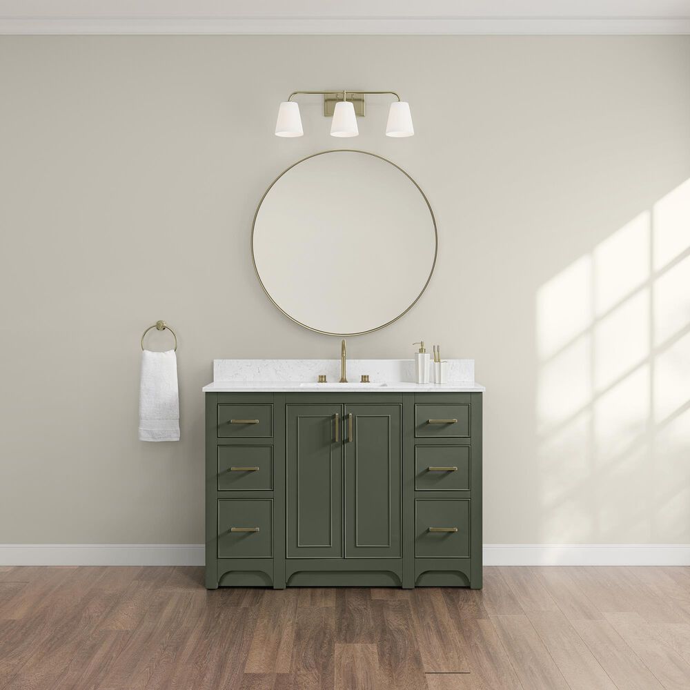 37B Lucerne 48" Single Bathroom Vanity in Deep Olive Green with Marble Top and Backsplash, , large