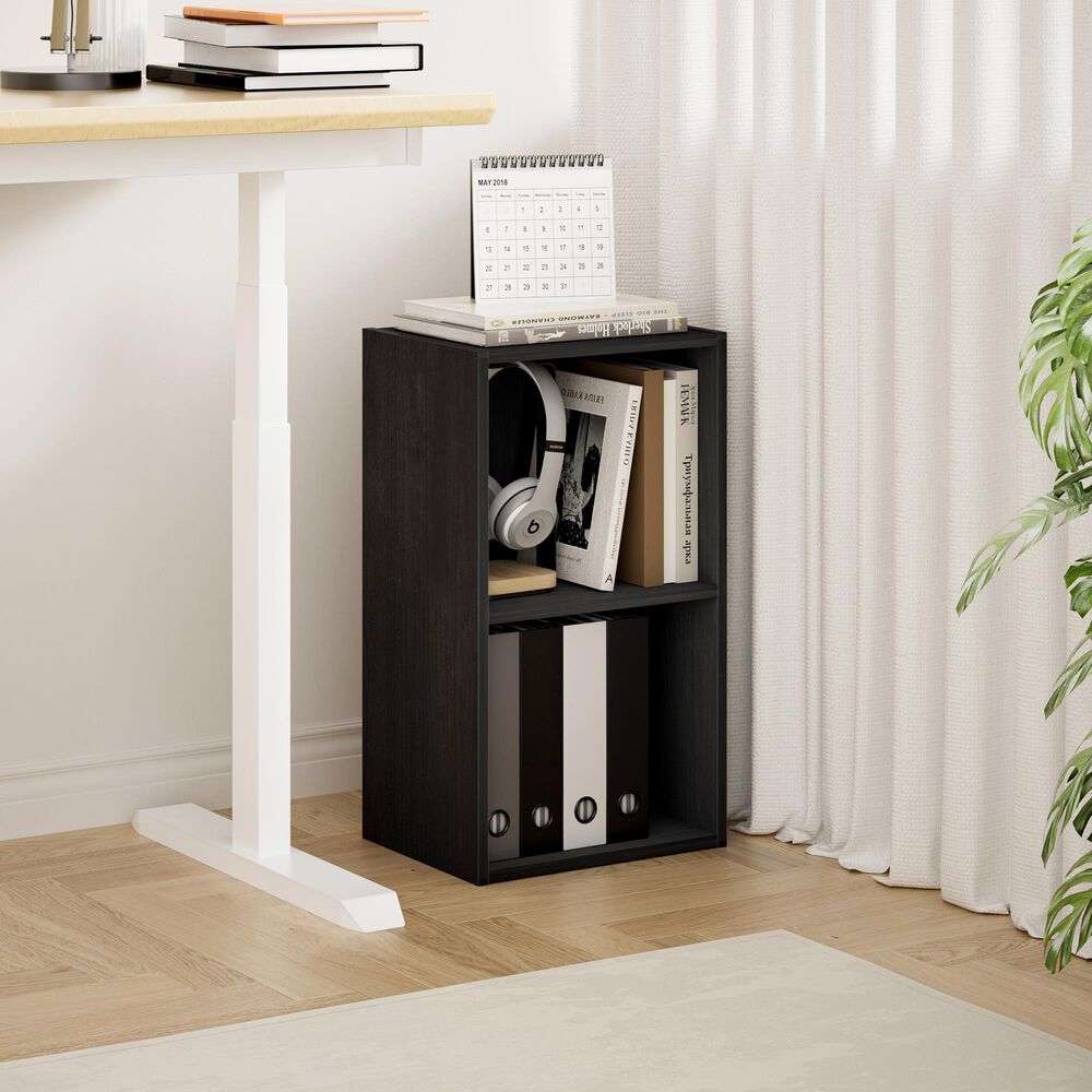 HOMLUX 2-Tier Open Shelf Bookcase in Blackwood, , large