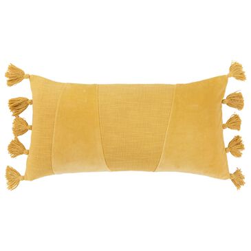 Rizzy Home 14" x 26" Polyester Filled Solid Lumbar Pillow in Yellow, , large