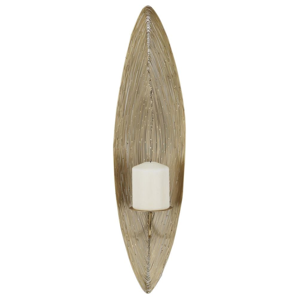 Maple and Jade Single Candle Wall Sconce in Brass, , large