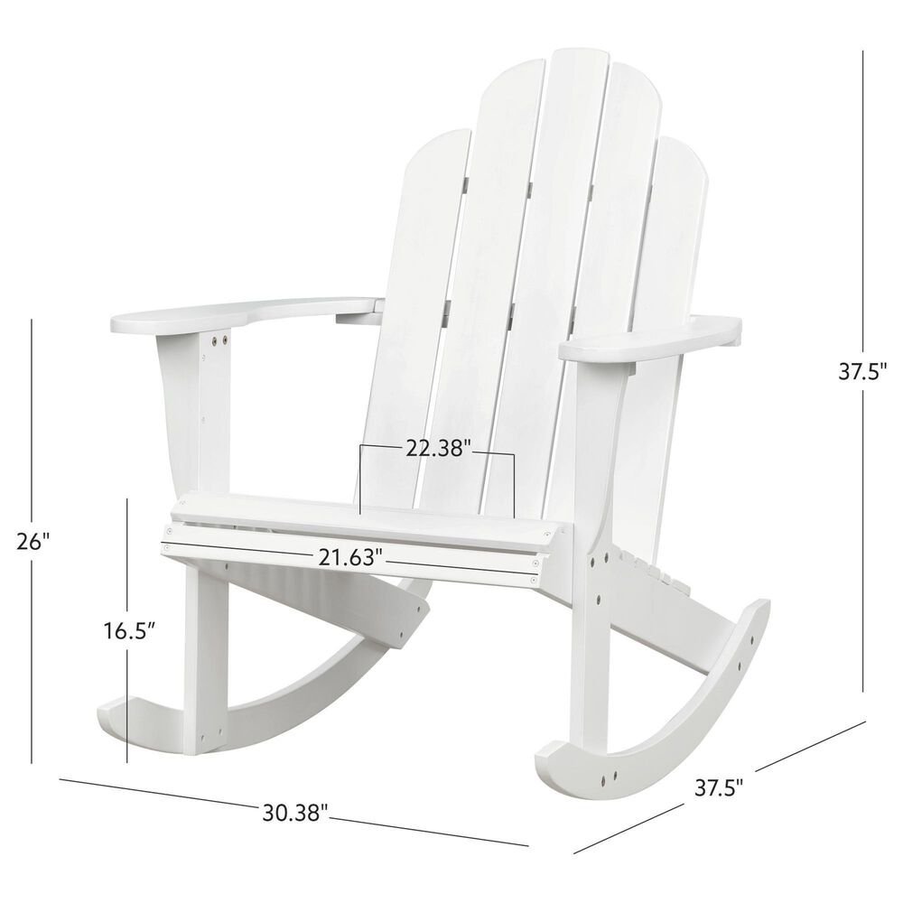 Linon Home Decor Adirondack Rocking Chair in White, , large