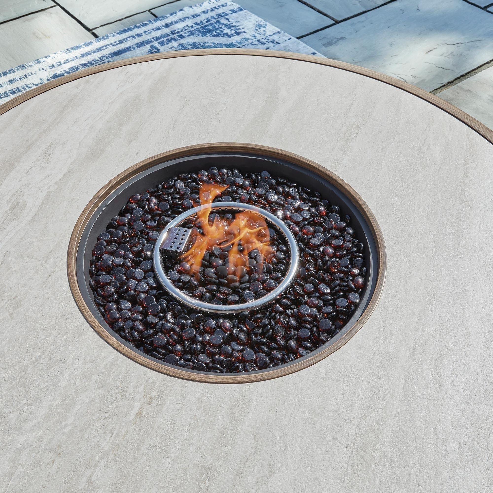 Ashley Rainier Ranch 5-Piece Fire Pit Chat Set in Beige