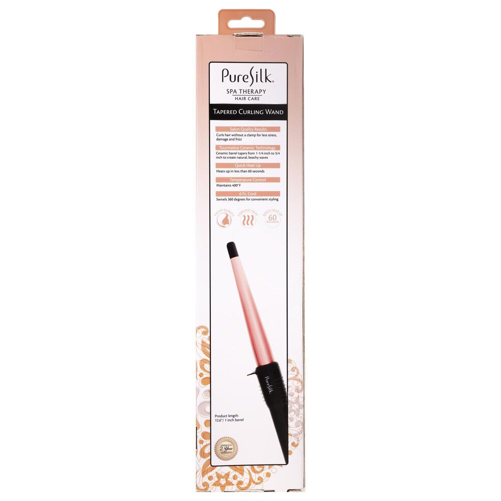 PureSilk Spa Therapy Hair Care Tapered Curling Wand in Pink and Black, , large