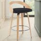 Armen Living Sonia Swivel Counter Height Stool with Black Upholstery in Oak, , large