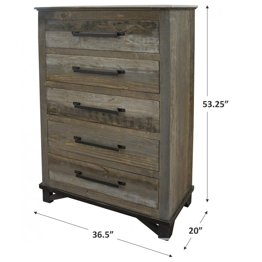 Fallridge Loft Brown 5 Drawer Chest in Gray and Brown, , large