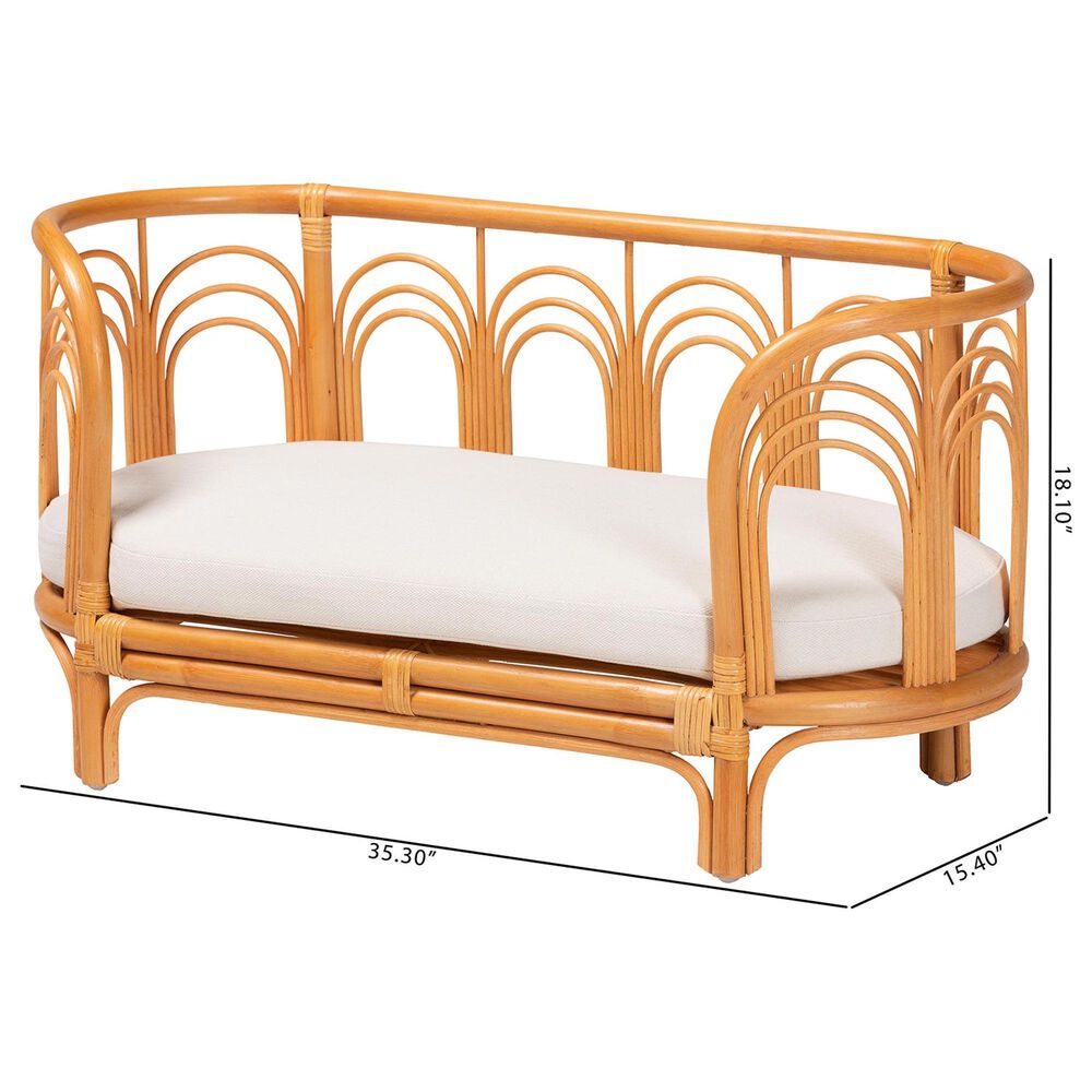 Baxton Studio Nariko Rattan Pet Bed with Removable Cushion in Light Honey, , large