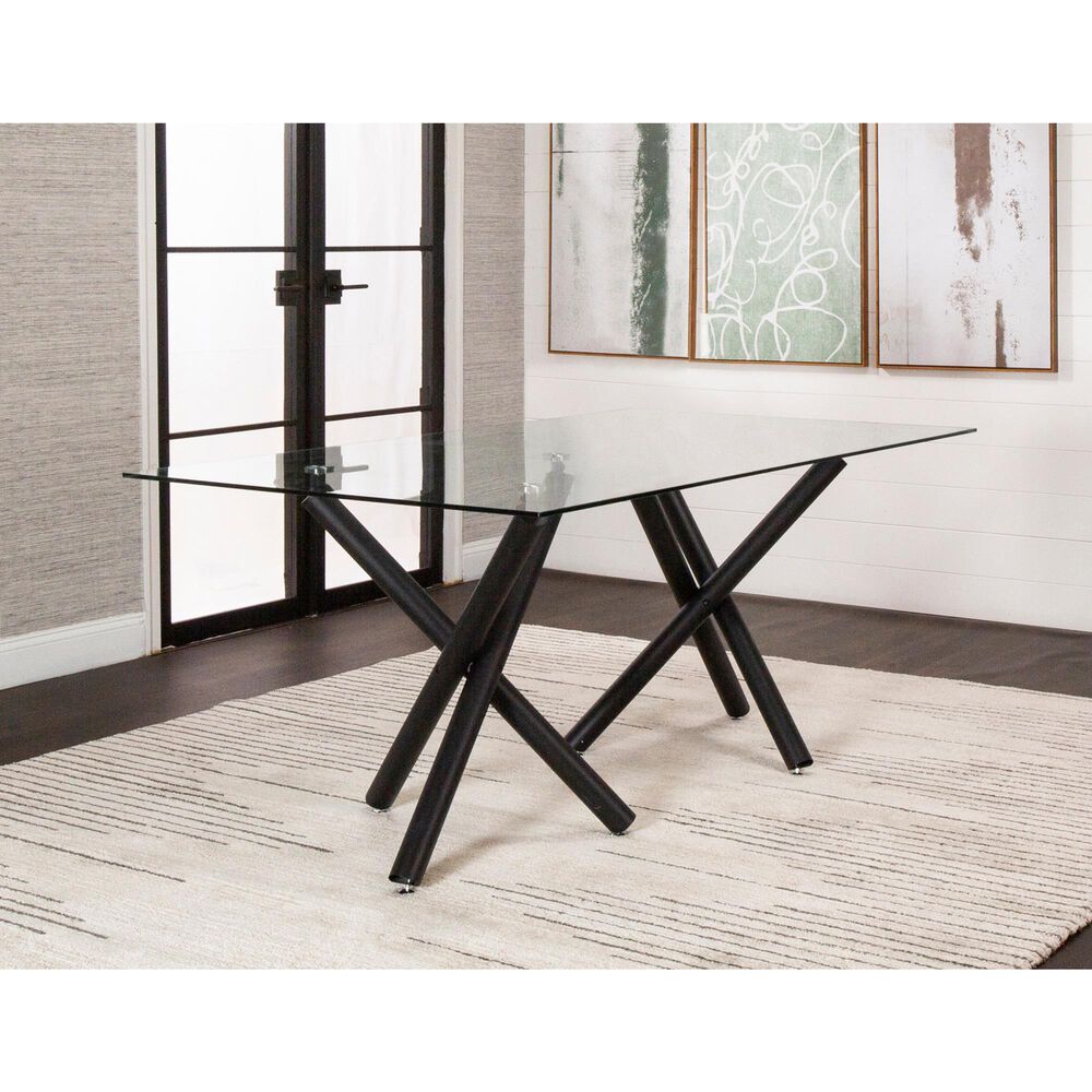 SUNSET Finn and Ryan/Rhea 7-Piece Rectangular Dining Set in Clear and Matte Black, , large
