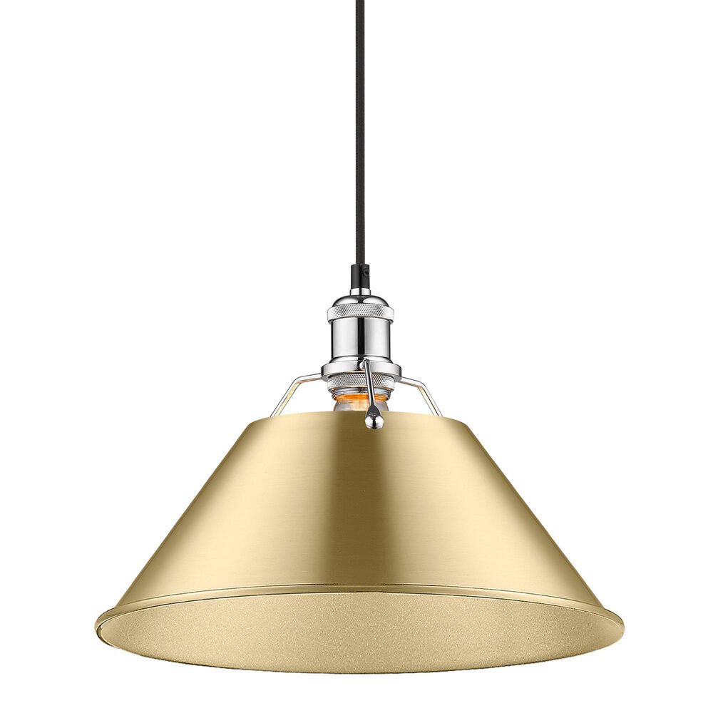 Golden Lighting Orwell 1-Light Wide Large Pendant with Brushed Champagne Bronze Shade in Chrome, , large
