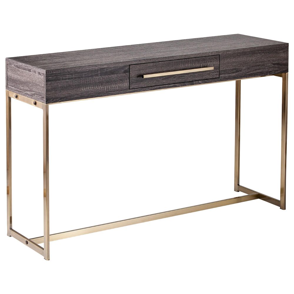 Southern Enterprises Akmonton Storage Console Table in Black Oak and Antique Brass, , large