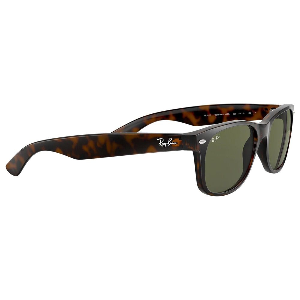 Rayban Glasses New Wayfarer Classic Sunglasses with G-15 Green Lenses in Polished Tortoise, , large