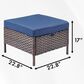 Sunwell Garden 17" Ottoman with Navy Cushion and Round Legs in Brown (Set of 2), , large
