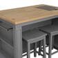 Linden Boulevard Penda Kitchen Island with 2 Stools in Gray, , large
