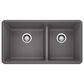 Blanco Precis 33" 1-3/4 Double Bowl Kitchen Sink in Cinder, , large