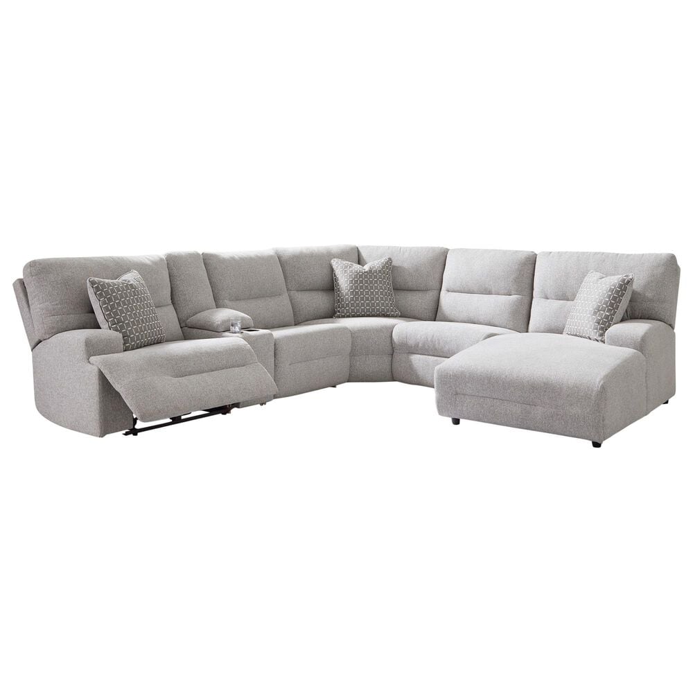 Ashley Acklen Place 6-Piece Power Right Facing Reclining Sectional with Chaise in Pewter, , large