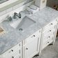 James Martin Vanities Brittany 60" Single Bathroom Vanity in Bright White with 3 cm Carrara White Marble Top and Rectangular Sink, , large