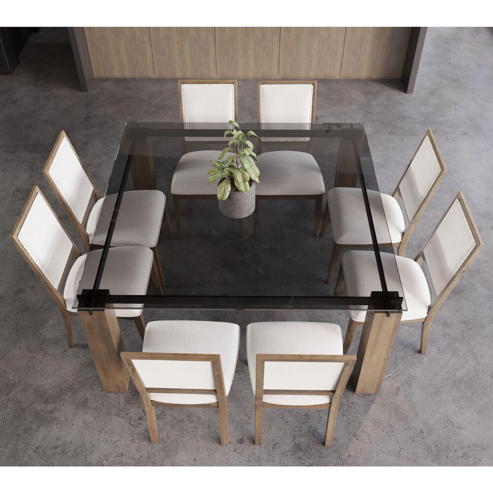 CANAD Loft 9-Piece Square Dining Set in Smoked and Pecan Washed, , large
