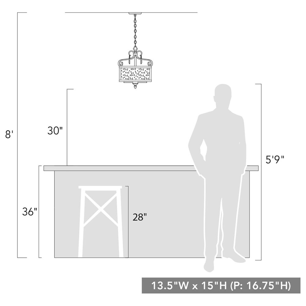 Golden Lighting Valencia 4-Light Pendant in Fired Bronze, , large