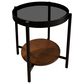 Shannon Hills Felix Round Side Table in Black and Walnut, , large