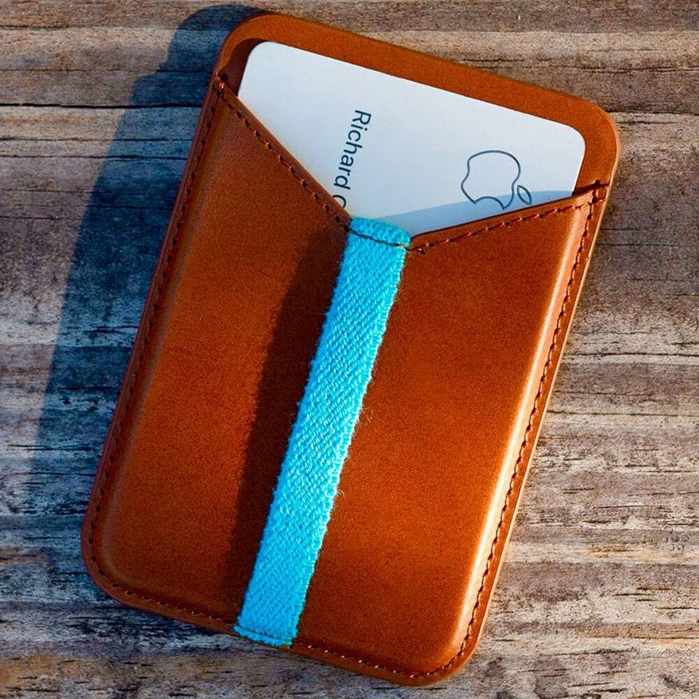 Bluebonnet Cases Minimalist Full-Grain Leather MagSafe Wallet Card Holder in Saddle Tan, , large