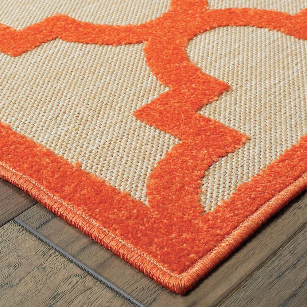 Oriental Weavers Cayman Sand and Orange 2'3" x 7'6" Indoor/Outdoor Runner, , large