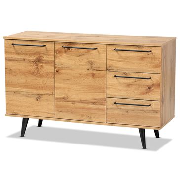 Baxton Studio Radley 3-Drawer Sideboard in Oak Brown/Black, , large