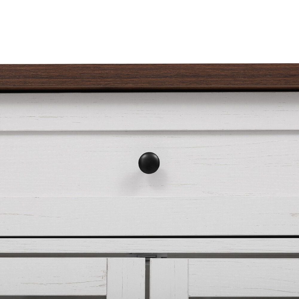 HOMLUX 53" Kitchen Island with Two Tempered Glass Cabinet Door in White, , large
