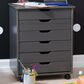 Linon Home Decor Cary 6-Drawer Wide Rolling Cart in Grey, , large