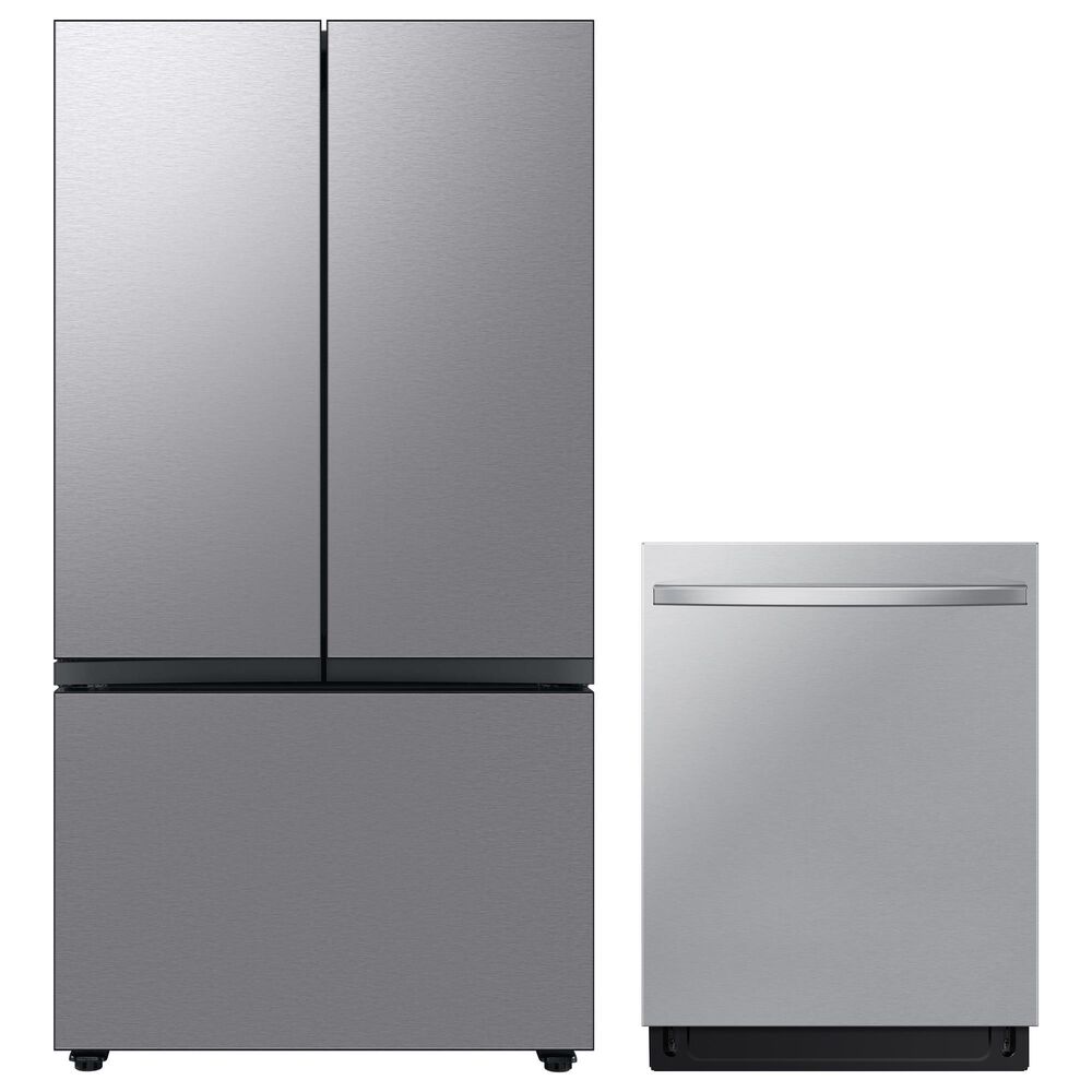 Samsung Bespoke 2-Piece Kitchen Package with 30 Cu. Ft. French Door Refrigerator and Dishwasher in Stainless Steel, , large
