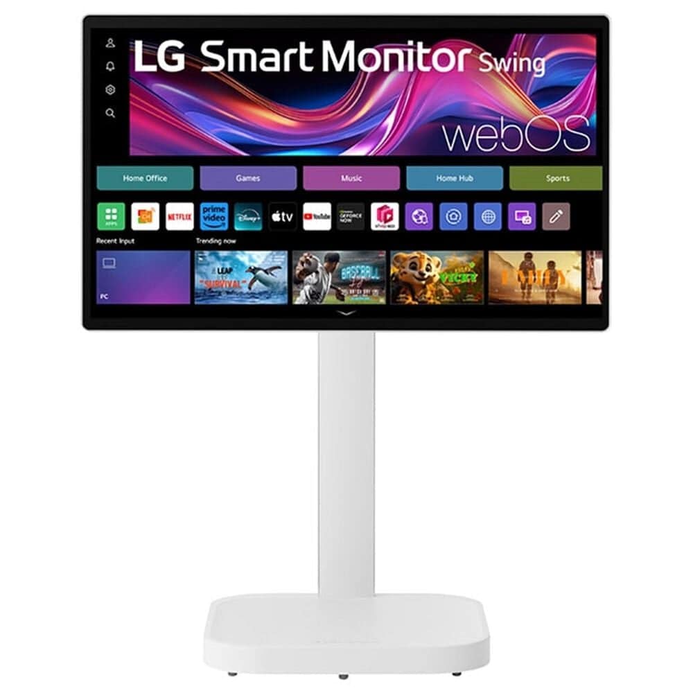 LG 31.5&quot; 4K UHD IPS Smart Monitor Swing with Touchscreen and Rolling Stand in White, , large