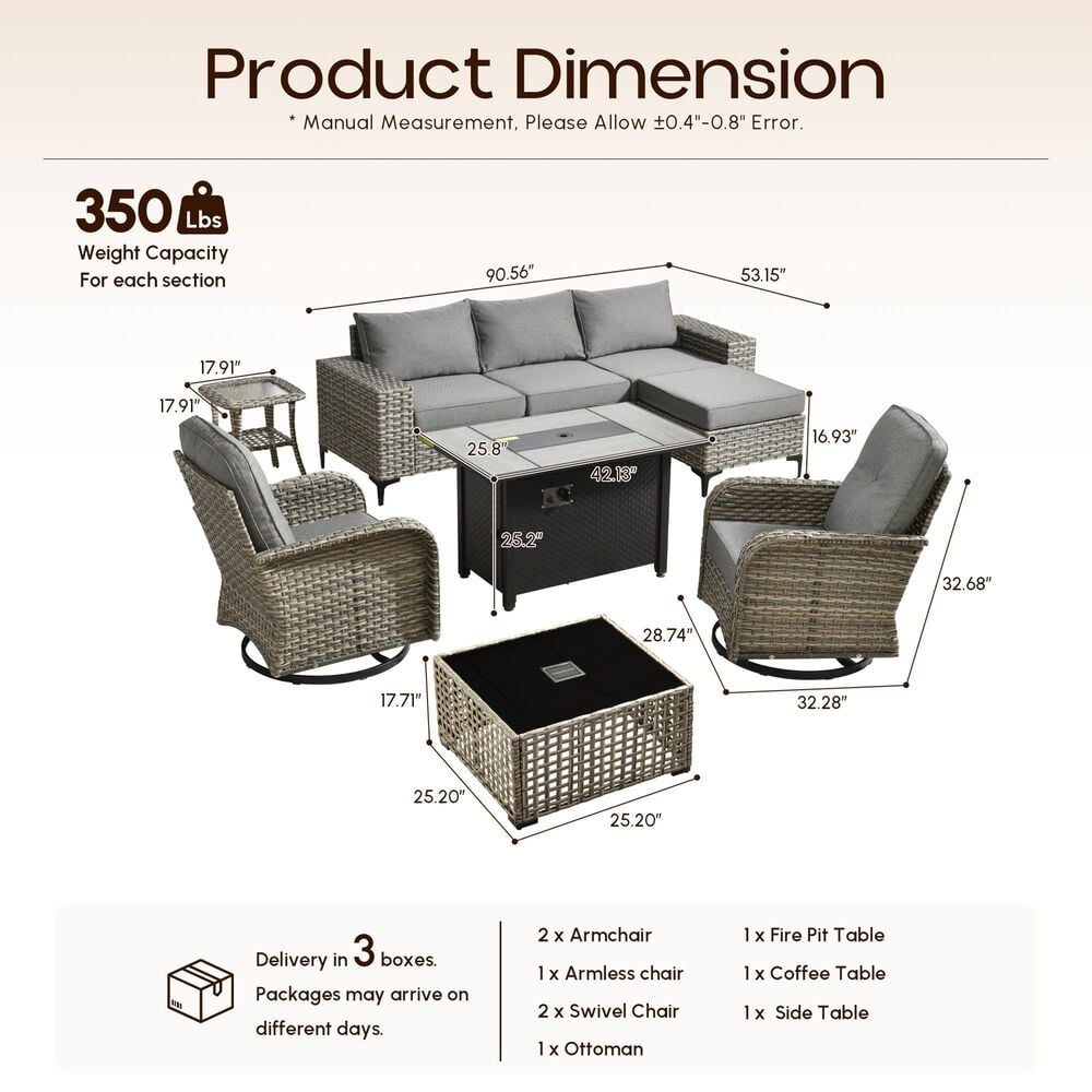 HOMLUX 9-Piece All-weather Rattan Outdoor Patio Furniture Set in Dark Gray, , large