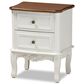 Baxton Studio Darlene 2-Drawer End Table in White and Cherry Brown, , large