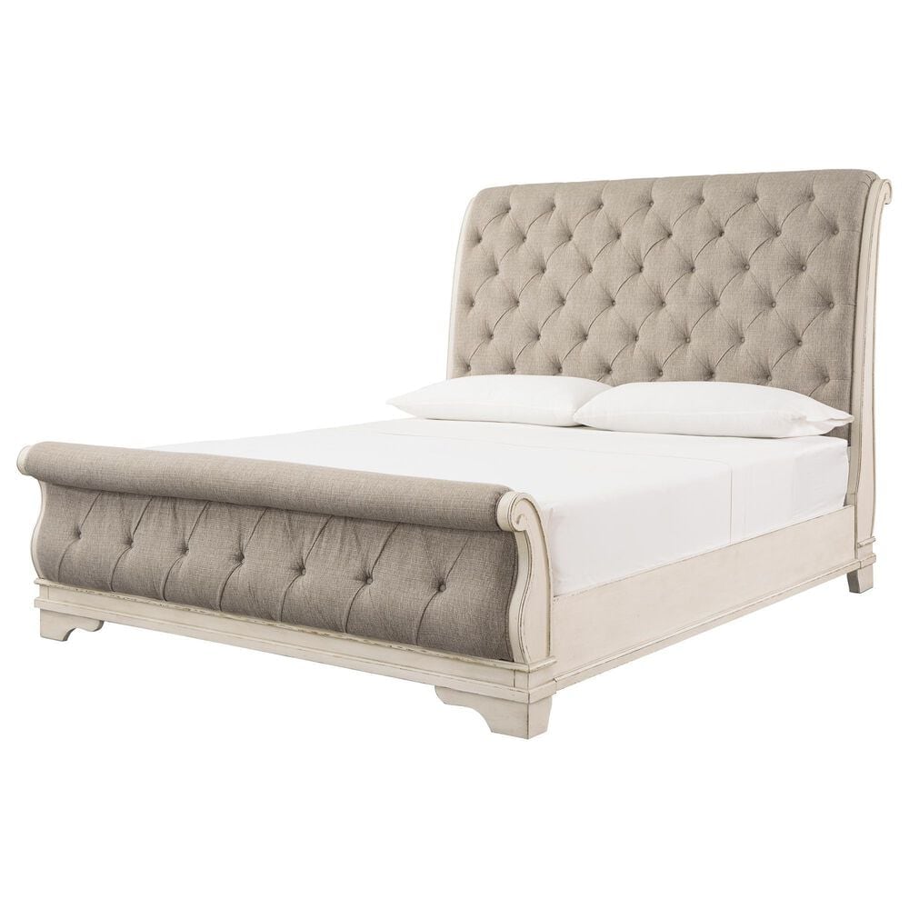Ashley Realyn King Sleigh Bed in Chipped White, , large