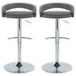 LumiSource Grotto Swivel Adjustable Bar Stool with Grey Faux Leather Upholstery in Chrome (Set of 2), , large
