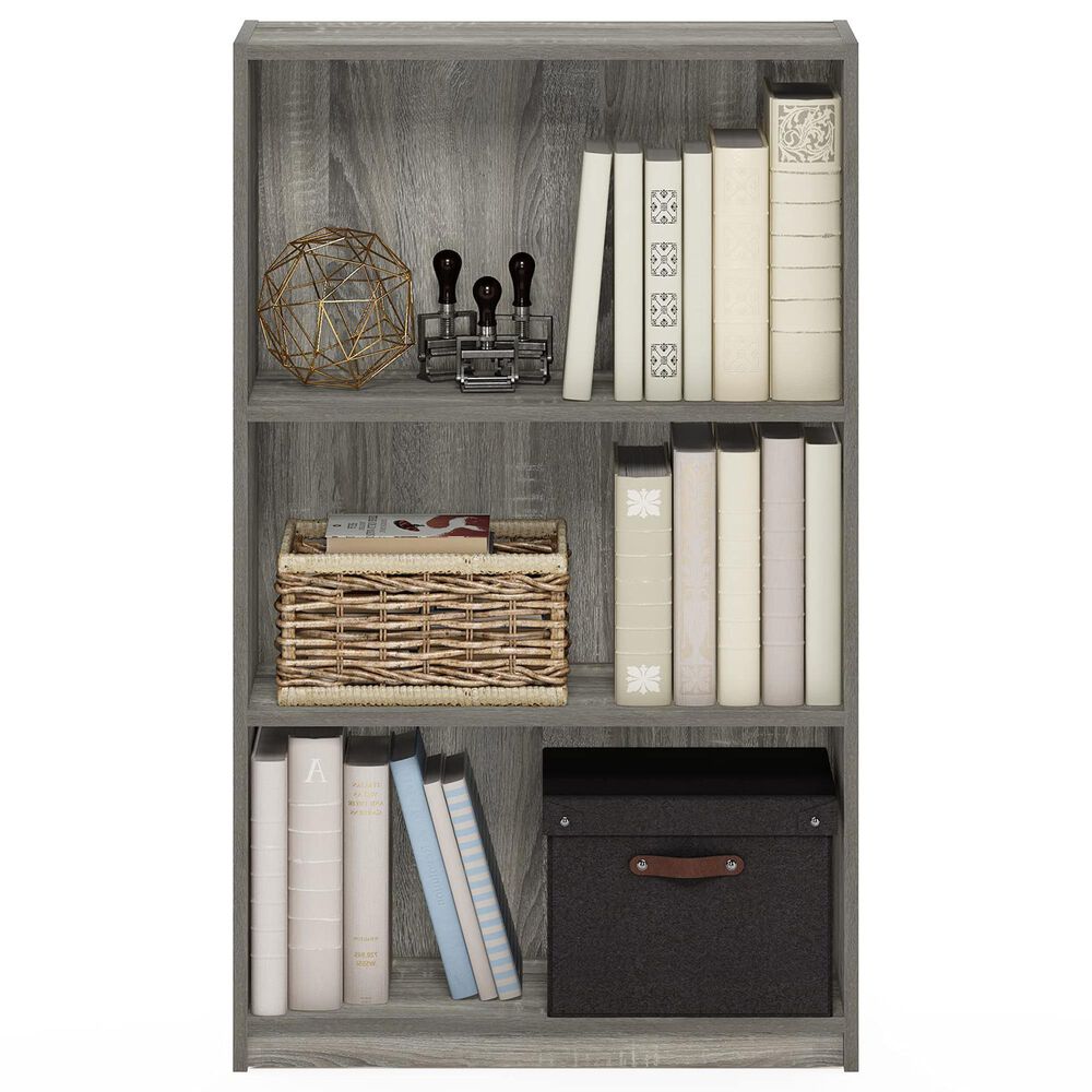 HOMLUX 3-Tier Display Bookshelf with Adjustable Shelves in French Oak, , large