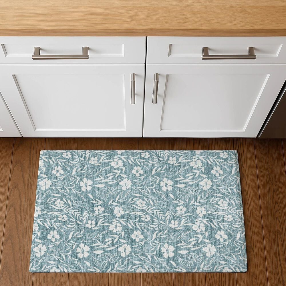 Dalyn Rug Company Soft Essentials Floral Teal 2'6" x 3'10" Indoor/Outdoor Area Rug, , large