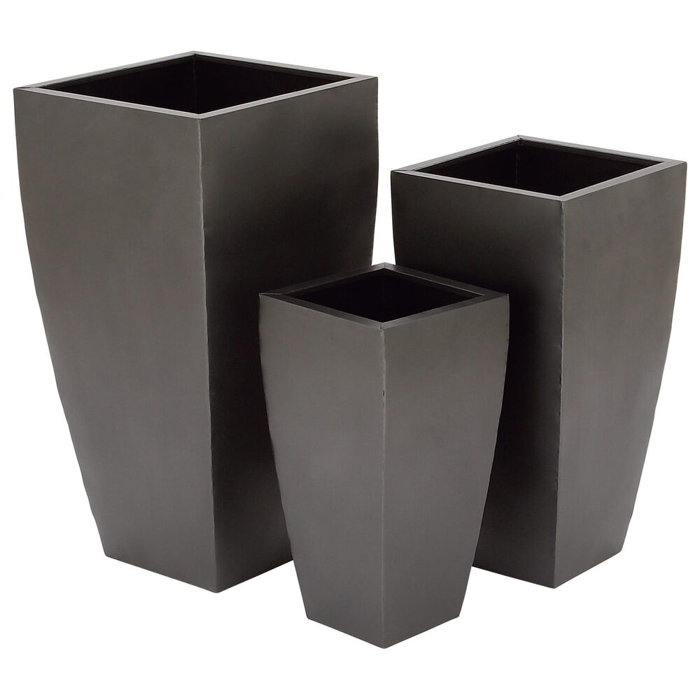 Maple and Jade Contemporary Metal Planter Grey Set of 3, , large