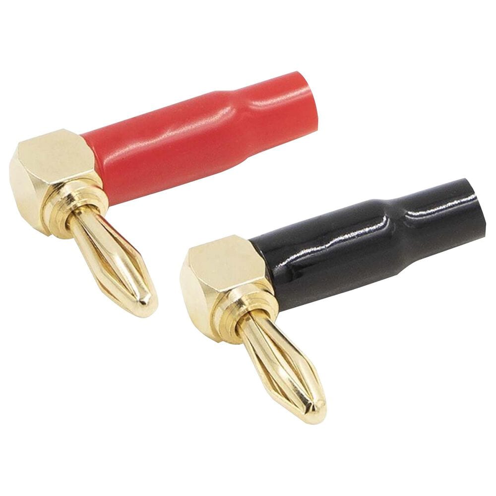 Helios Banana Plug Right Angle Pair in Gold, Black and Red, , large