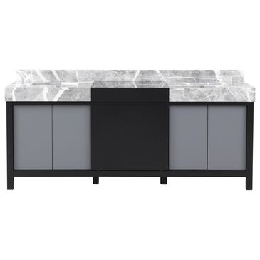 Lexora Home Zilara 80" Double Bathroom Vanity in Black and Grey with 11 cm Castle Grey Marble Top and Rectangular Sinks, , large