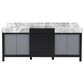 Lexora Home Zilara 80" Double Bathroom Vanity in Black and Grey with 11 cm Castle Grey Marble Top and Rectangular Sinks, , large