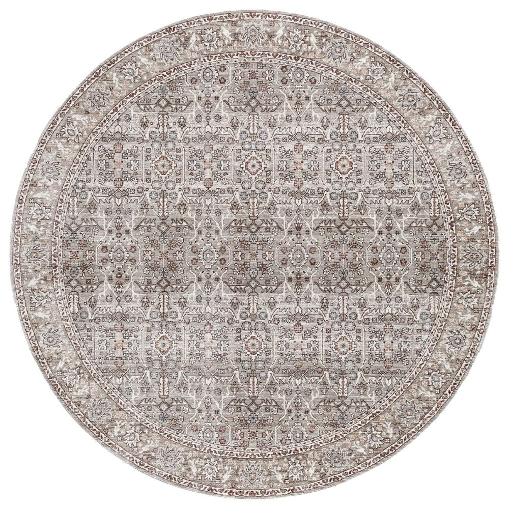 Surya Carlisle Oriental 5"3" Round Dusty Sage, Light Gray, Dusty Pink, Ivory, Pale Blue and Charcoal Area Rug, , large