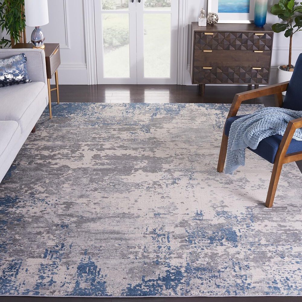 Safavieh Invista INV481F 9&#39; x 12&#39; Grey and Blue Area Rug, , large