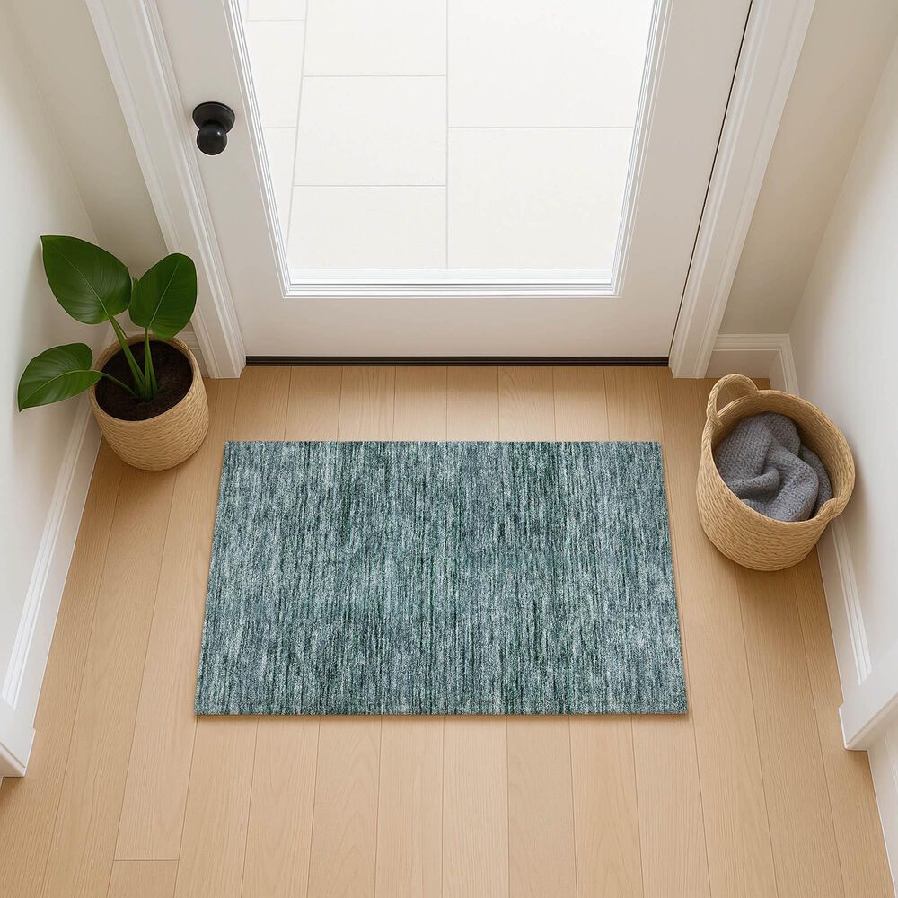 Dalyn Rug Company Soft Essentials Solid Teal 1'8" x 2'6" Indoor/Outdoor Area Rug, , large