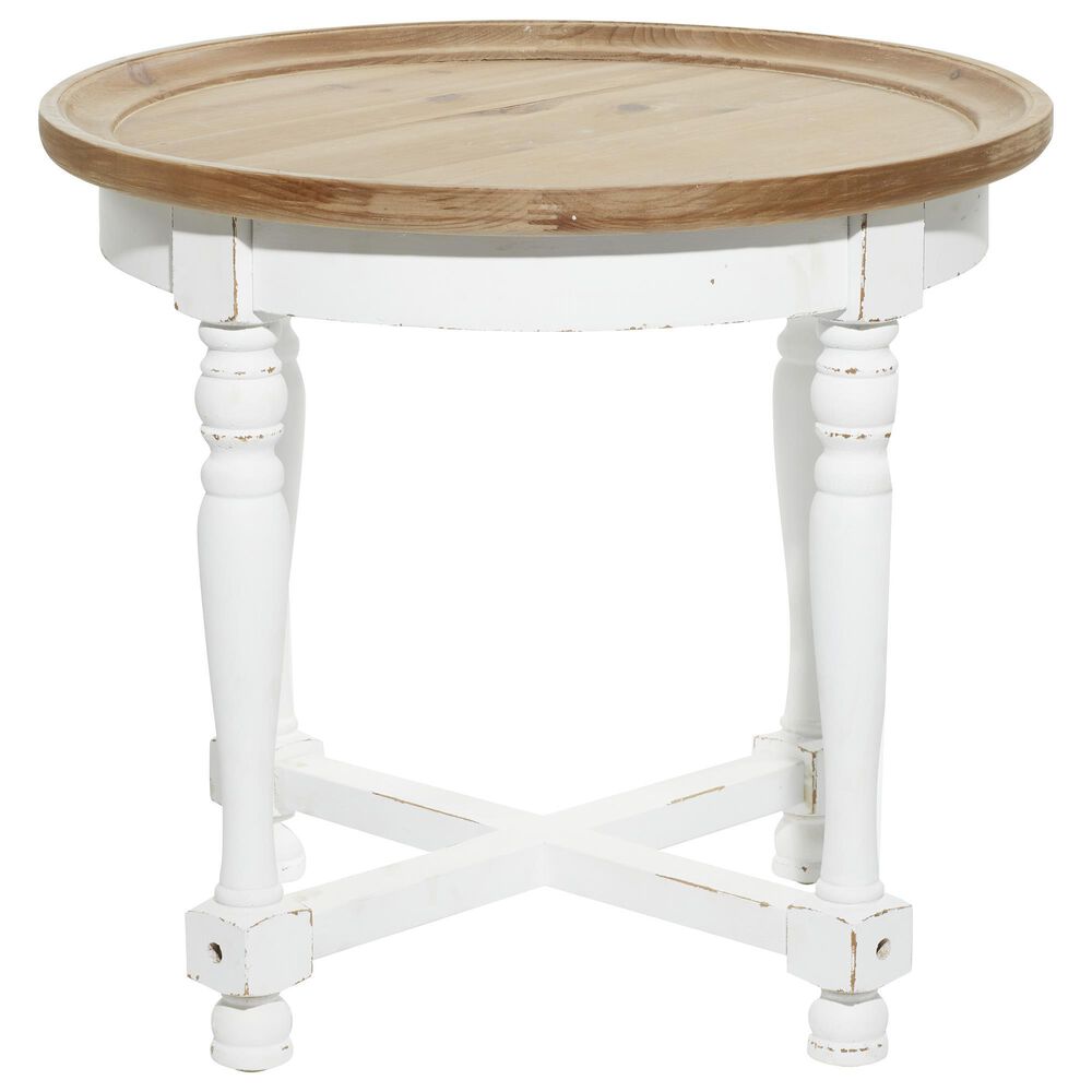 Maple and Jade Tray Top Accent Table in Vintage White and Brown, , large