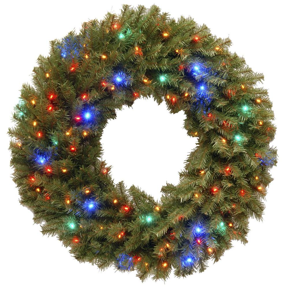 National Tree 36" Norwood Fir Wreath with Multicolor LED Lights, , large