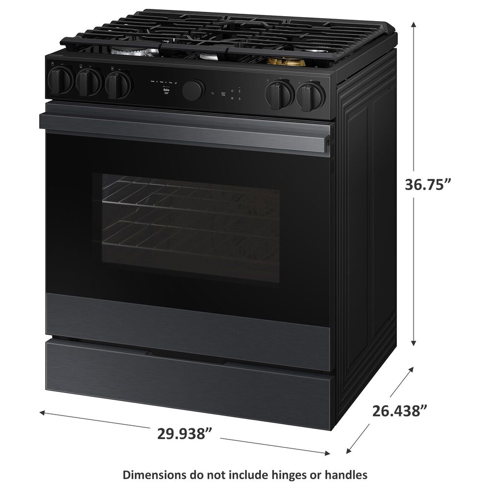 Samsung Bespoke Bespoke 6.0 Cu. Ft. Smart Slide-In Gas Range with Non-stick Griddle and 18K BTU Brass Burner in Matte Black Steel, , large
